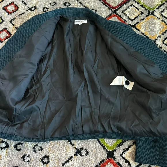 Giorgio Armani Womens Wool Blazer Coat Size 12 Blue Green Long Sleeves Chic - Picture 5 of 9